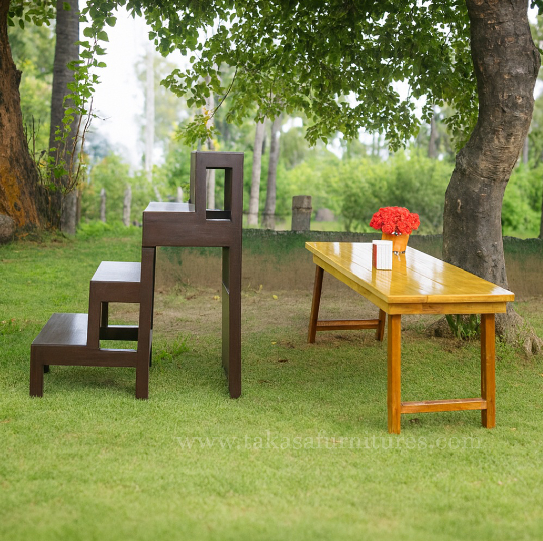 Foldable ladder chair and portable teapoy combo set for modern home use