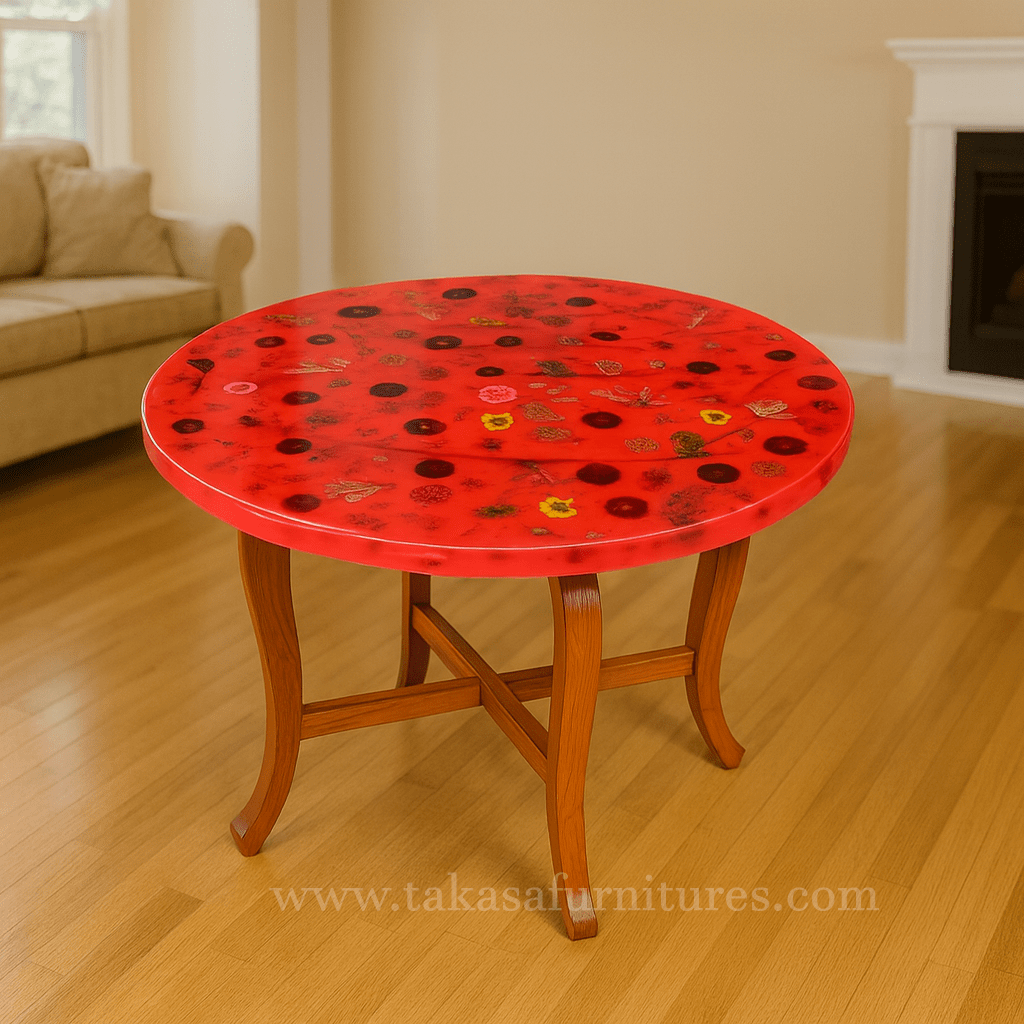 PINK COLOUR COFFEE TABLE WITH FLOWERS