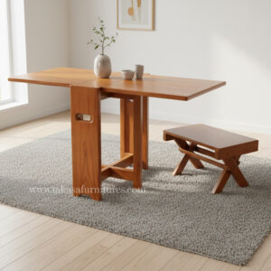 Foldable laptop table with compact stool set for home or office use