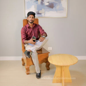 Ironing chair with designed legs and outdoor round table set for modern homes